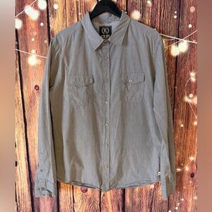 Kolby 100% Cotton Gray Striped Long Sleeve Button-Up Shirt